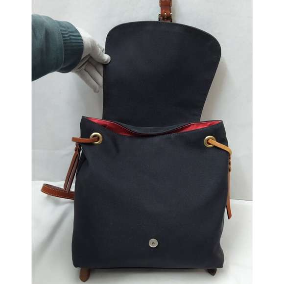 Dooney & Bourke Black Nylon Leather Trim Buckle Flap Closure Backpack main image 12